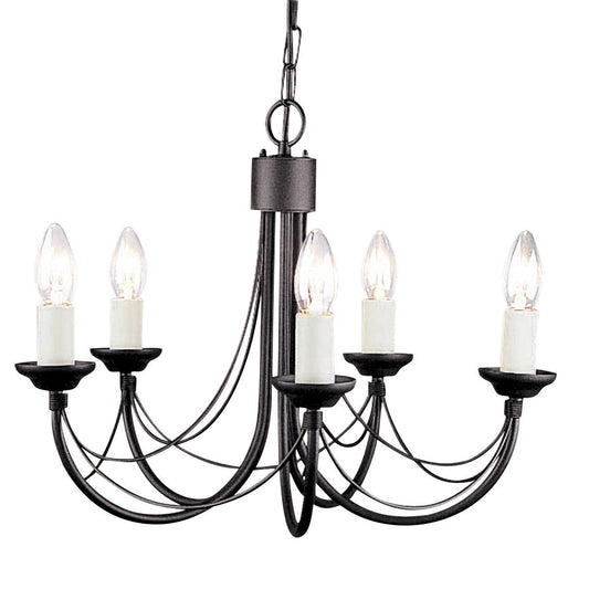 Carisbrooke 5 Arm Chandelier Black - London Lighting - 1
