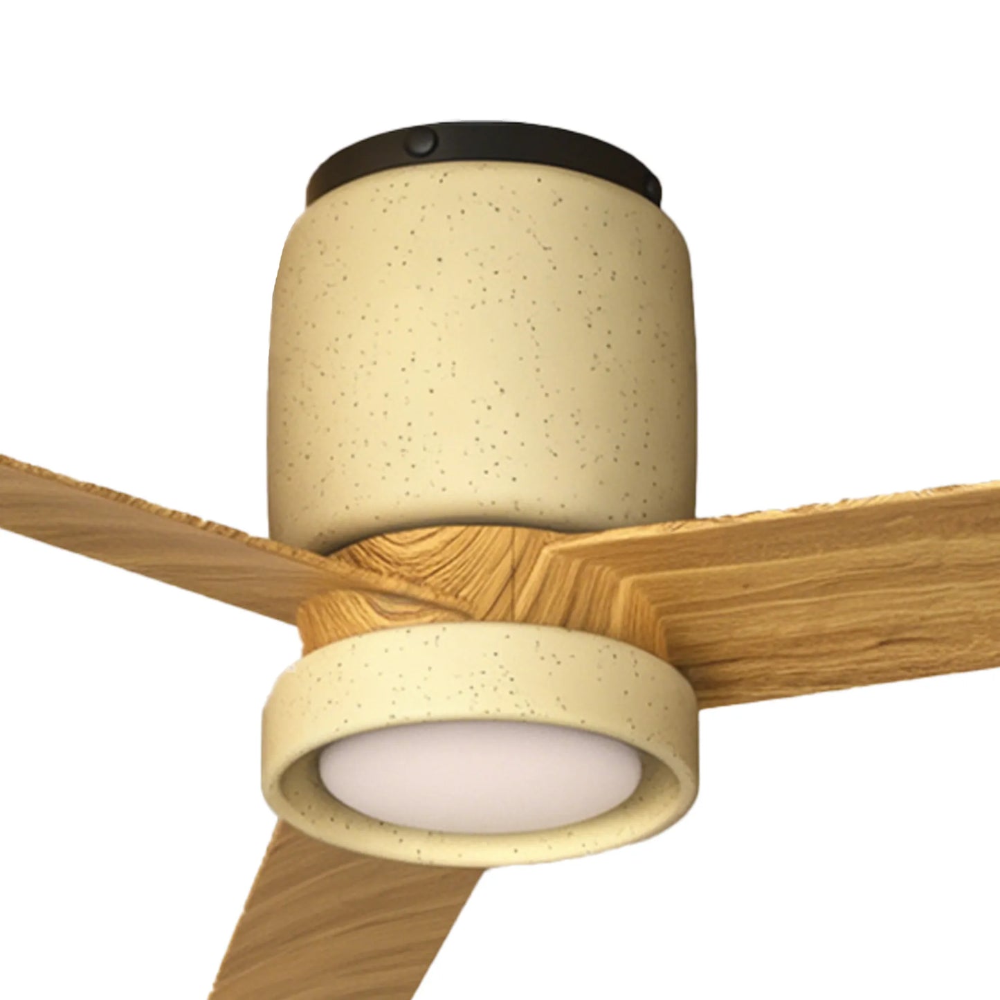 CER Ceiling Fan in Beige Ceramic with Wood Blades - ID 14665