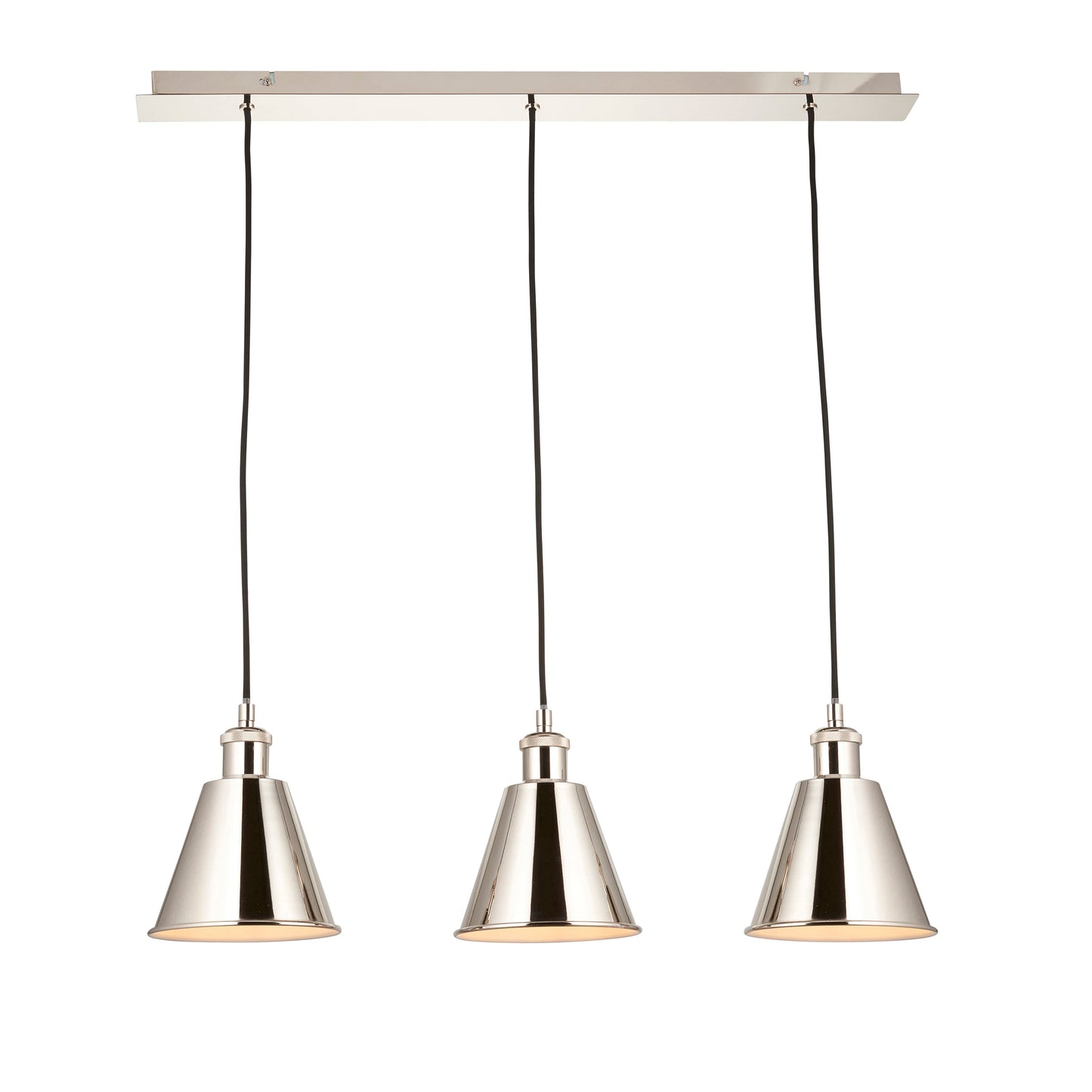 Bright Nickel Plated Three Lamp Linear Pendant - ID 11690