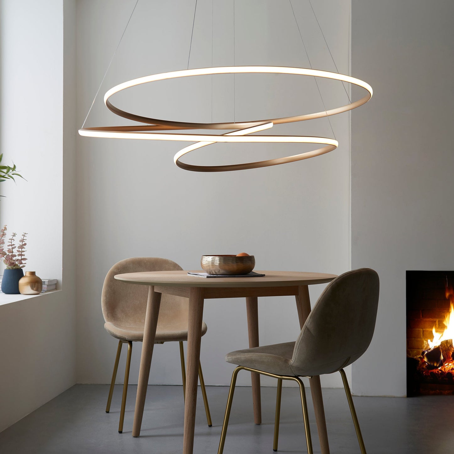 Satin Gold Extra Large LED Loop Pendant ID 11654