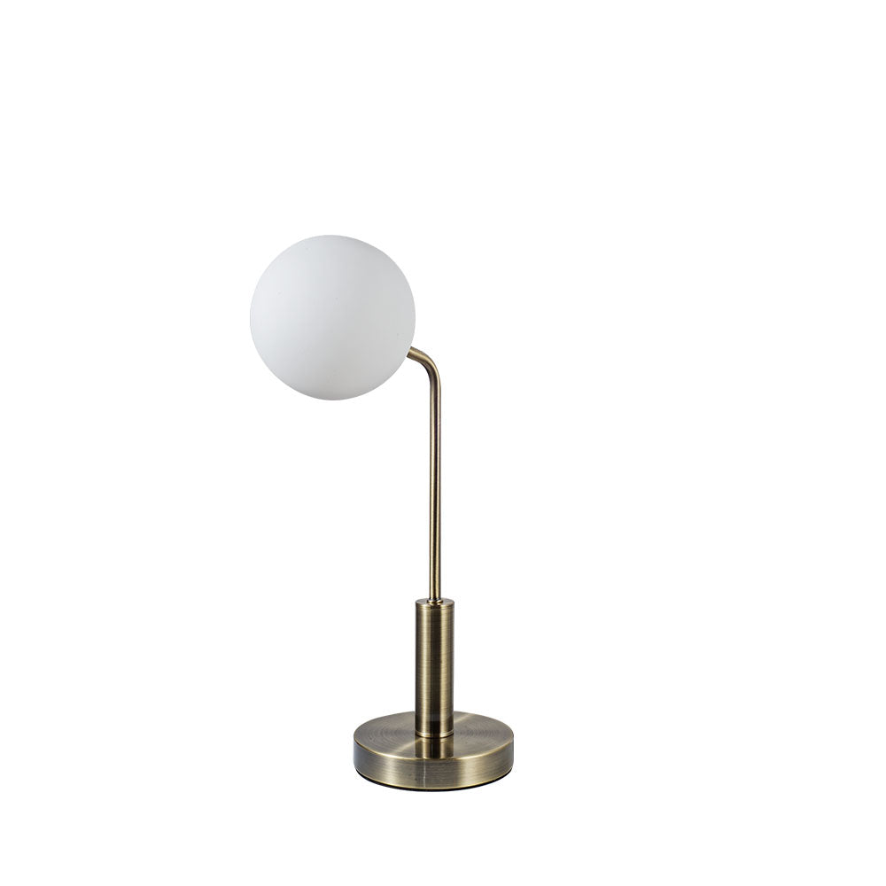 LAN Antique Brass Table Light with Opal Orb - ID 13331