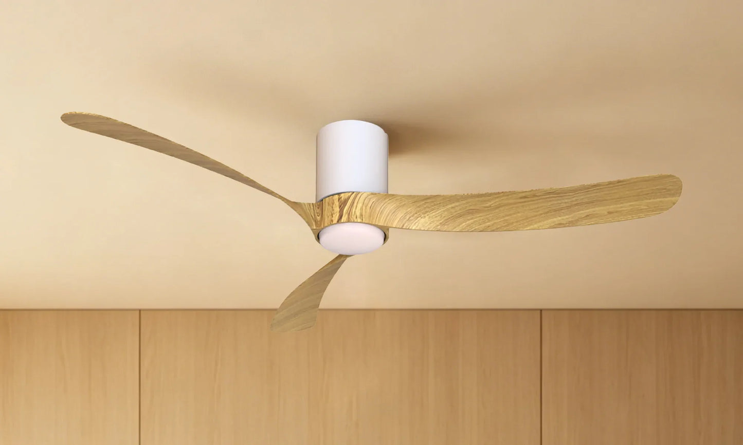 COL 132cm Ceiling Fan in White with Fair Wood Blades - ID 14693