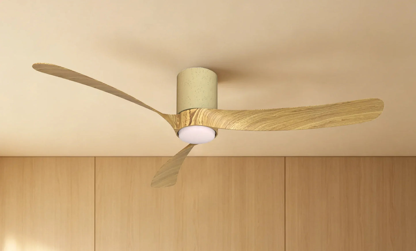COL 132cm Ceiling Fan in White Ceramic with Fair Wood Blades - ID 14690