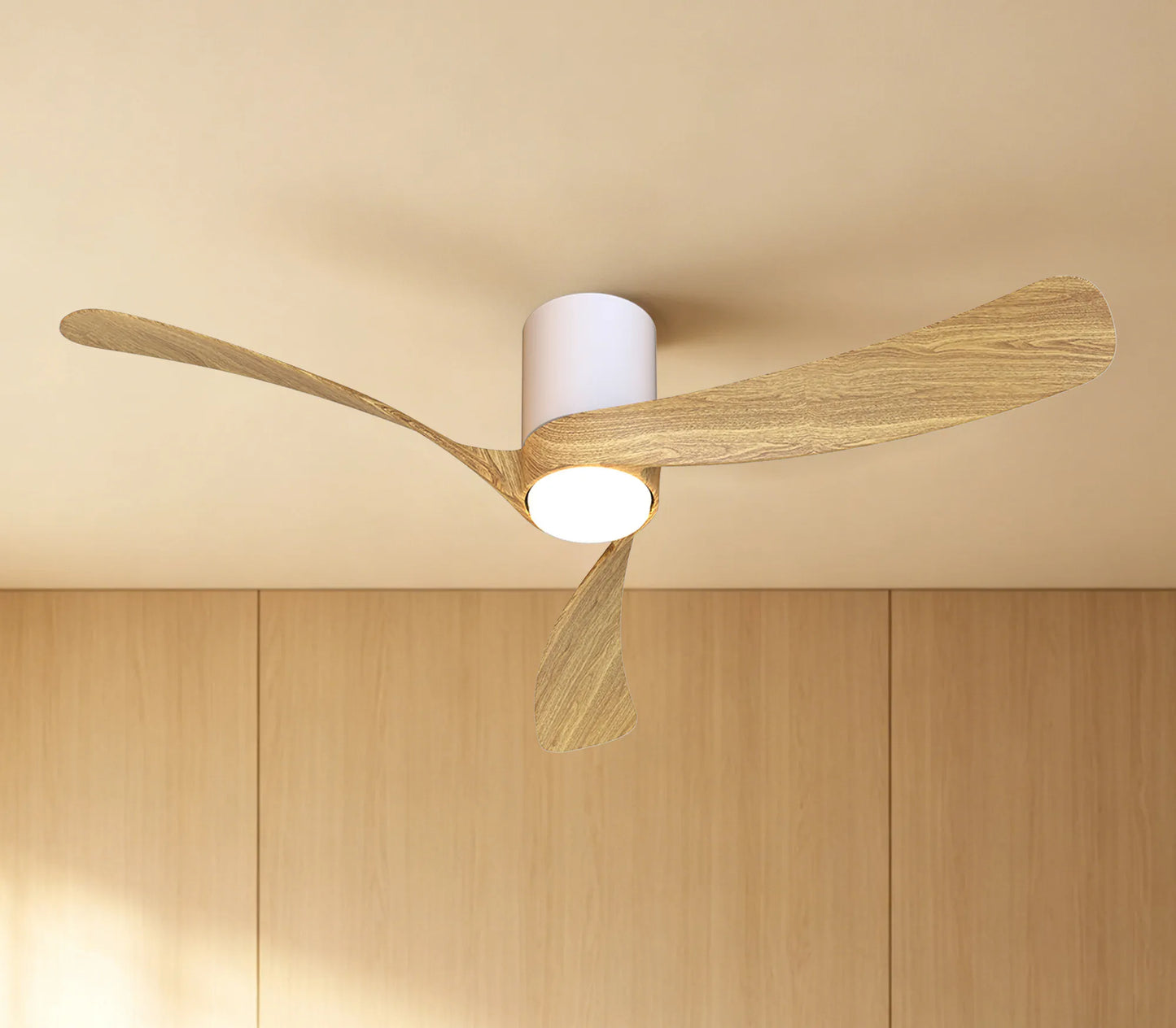 COL 120cm Ceiling Fan in White with Fair Wood Blades - ID 14686