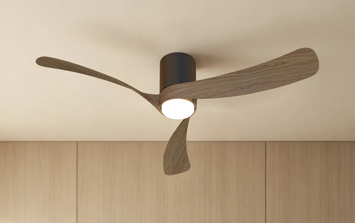 COL 120cm Ceiling Fan in Black with Walnut Wood Blades - ID 14689