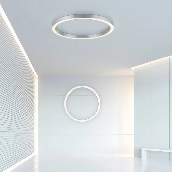 Remote Controlled 70cm Ring Wall/Ceiling Light in Brushed Aluminium