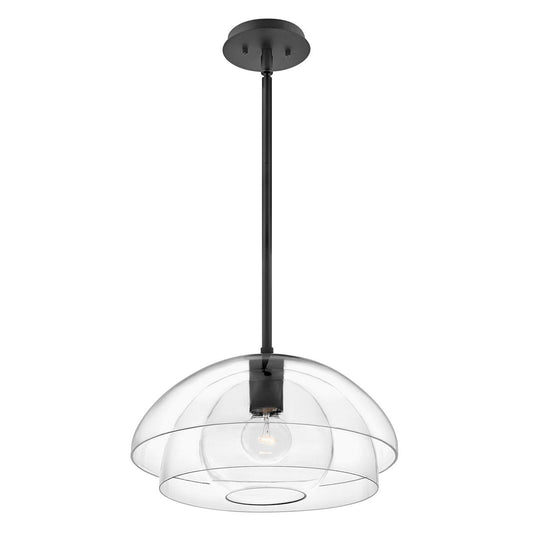 LOT Single Pendant in Black with Layered Clear Glass - ID 13669