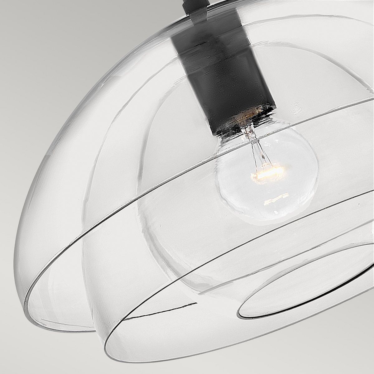 LOT Single Pendant in Black with Layered Clear Glass - ID 13669