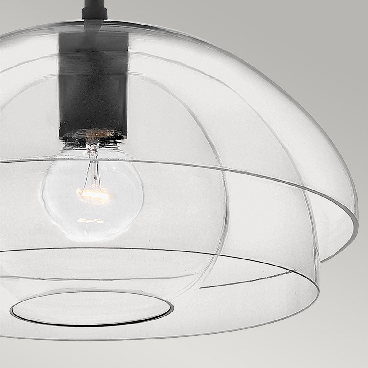 LOT Single Pendant in Black with Layered Clear Glass - ID 13669