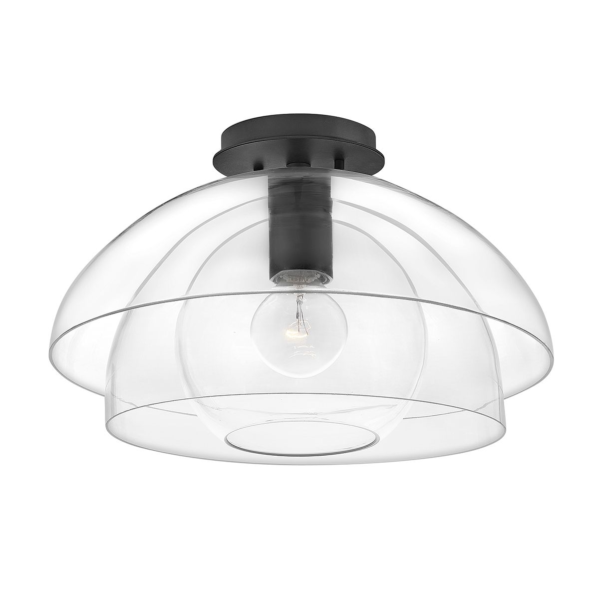 LOT Single Pendant in Black with Layered Clear Glass - ID 13669