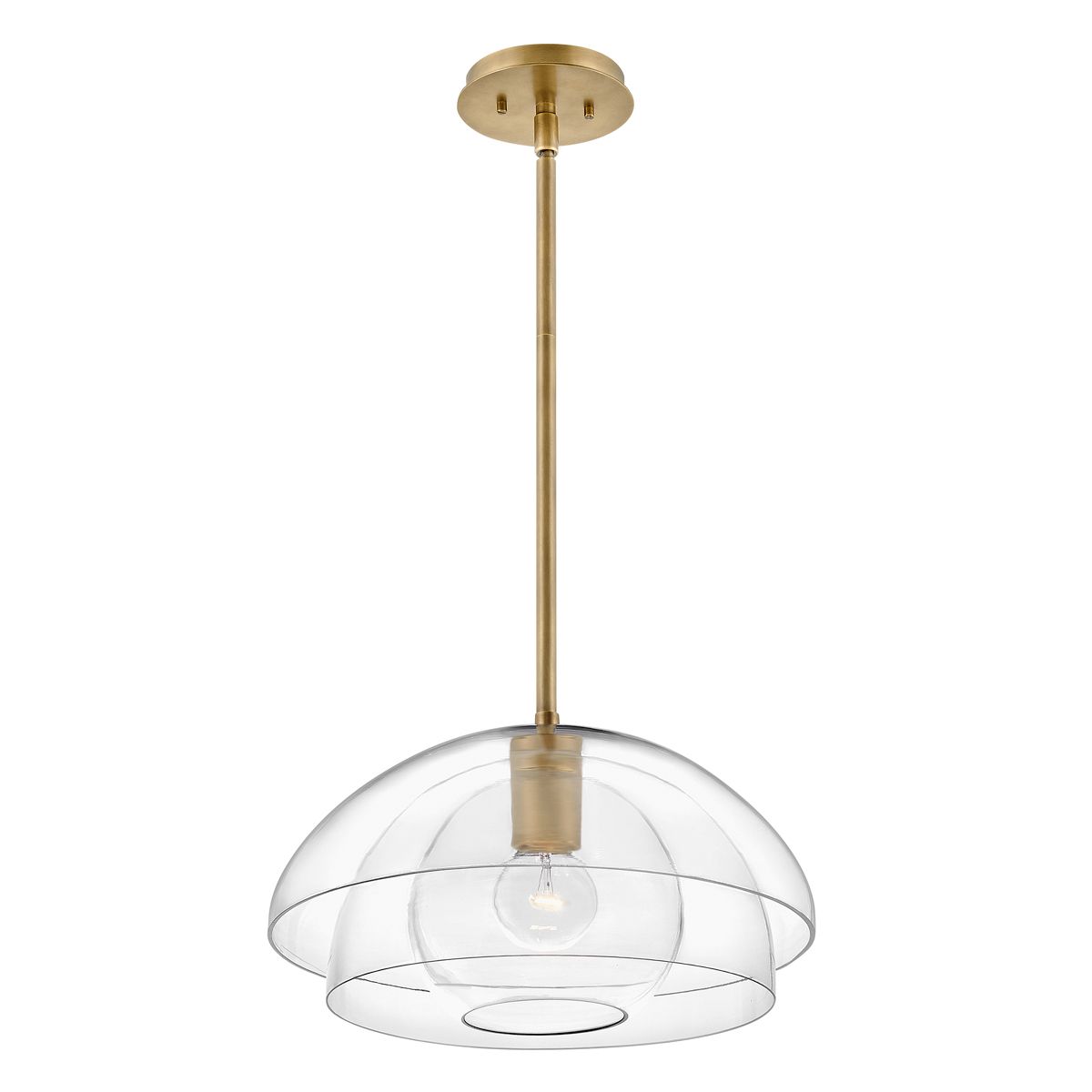 LOT Single Pendant in Brass with Layered Clear Glass - ID 13670