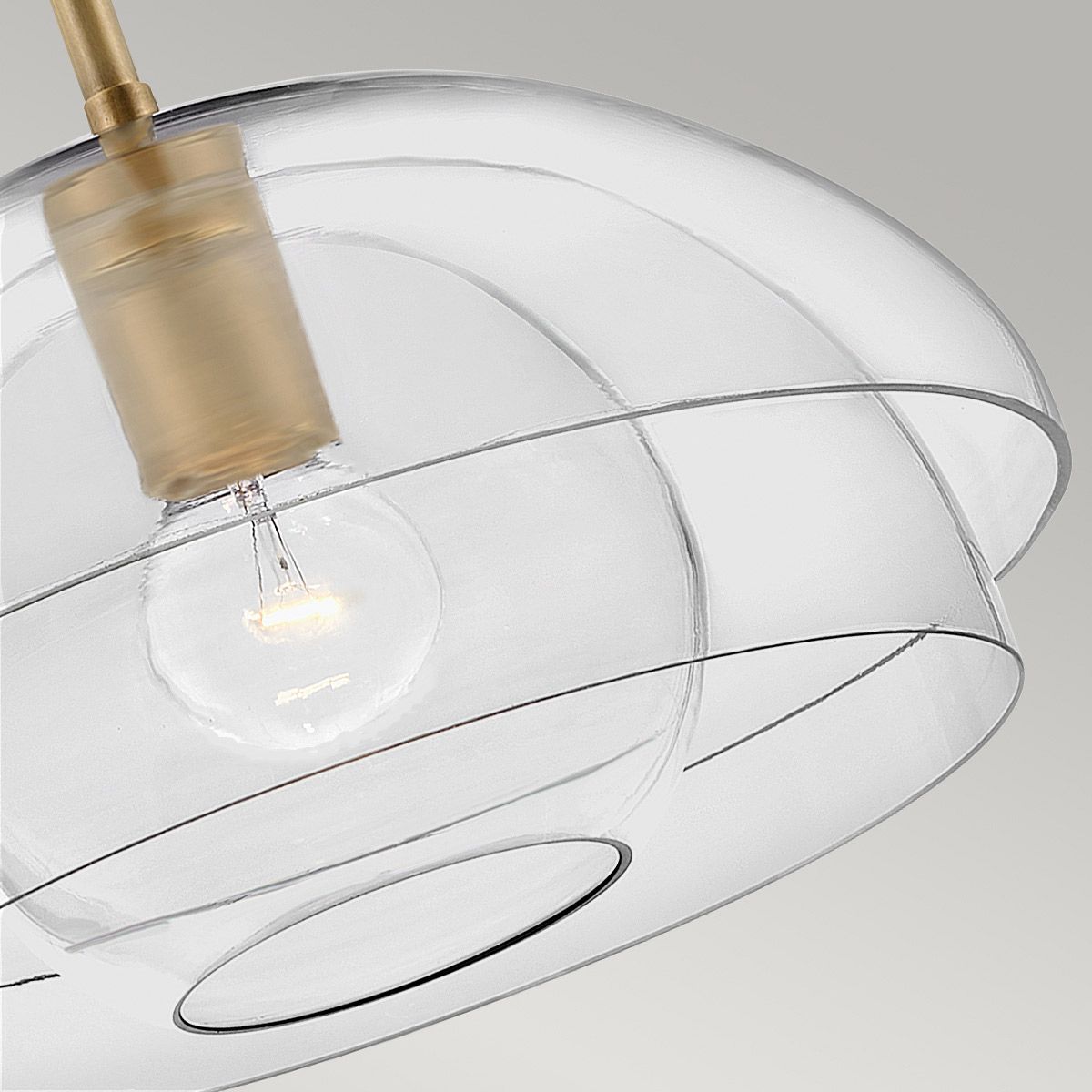 LOT Single Pendant in Brass with Layered Clear Glass - ID 13670