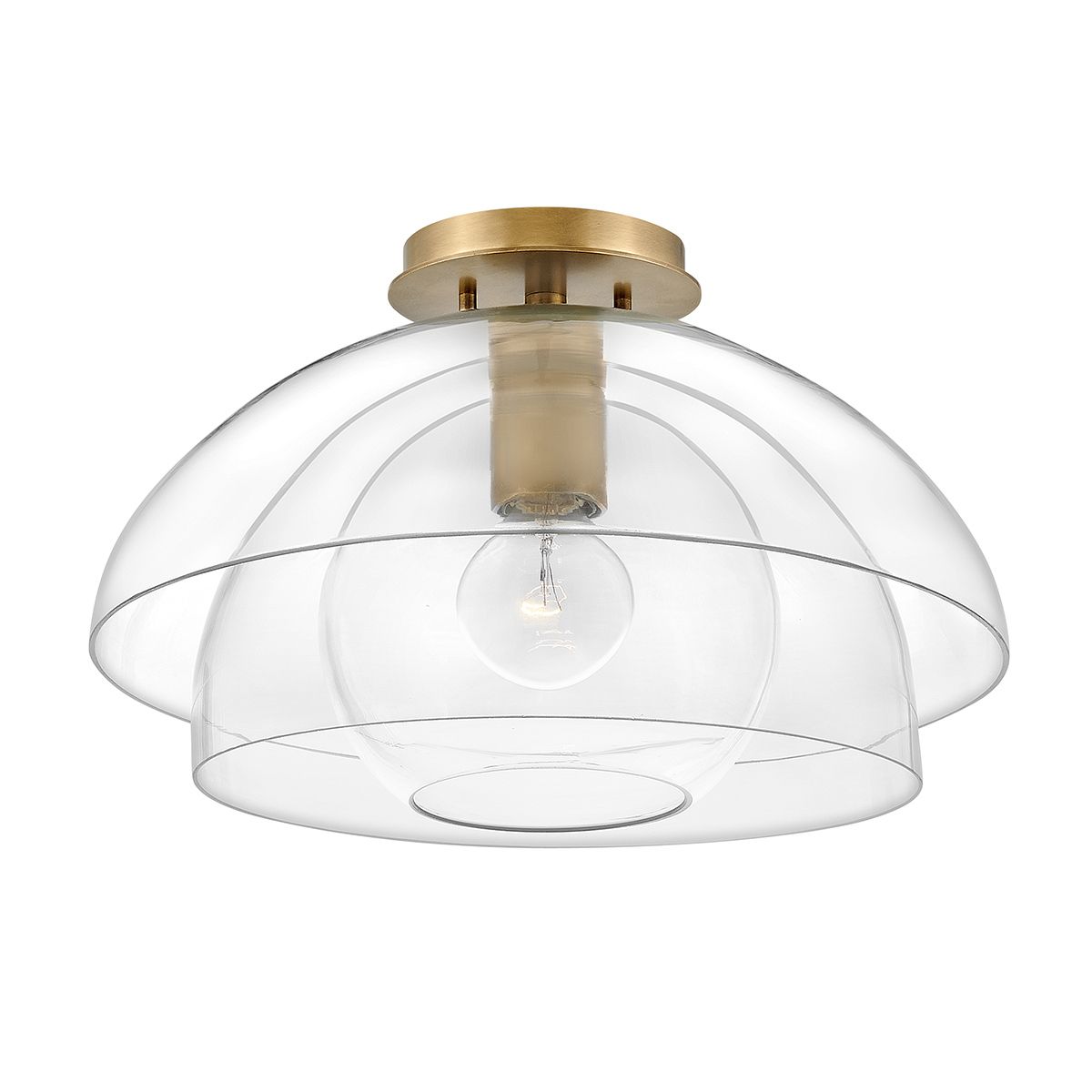 LOT Single Pendant in Brass with Layered Clear Glass - ID 13670