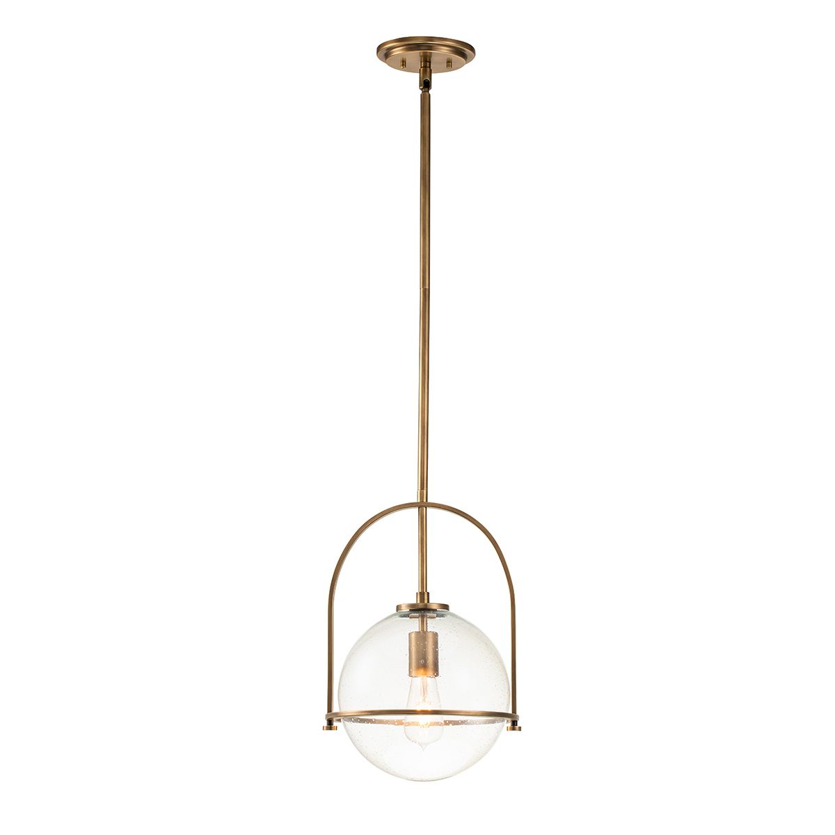 SOM 1 Light Pendant in Brass with Clear Seeded Glass - ID 13658
