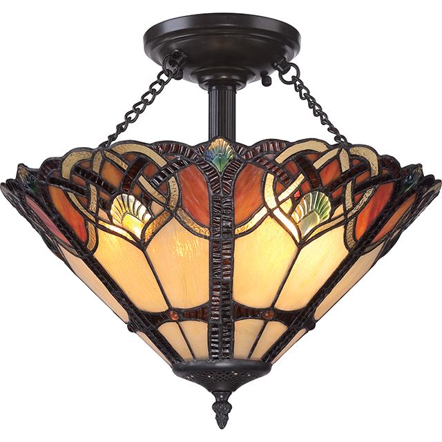 Two Light Vintage Bronze Large Semi Flush Mount Ceiling Light