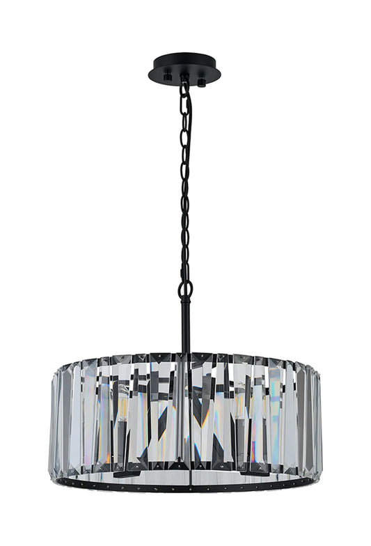 50cm Black Metalwork & Crystal Hoop Chandelier - ID 12497-V2