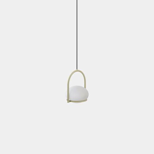OCO Matt Gold Metal With Diffused Pebble Single Pendant - ID 10723